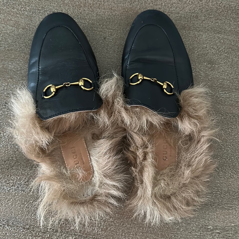 Gucci Horsebit Fur Mules